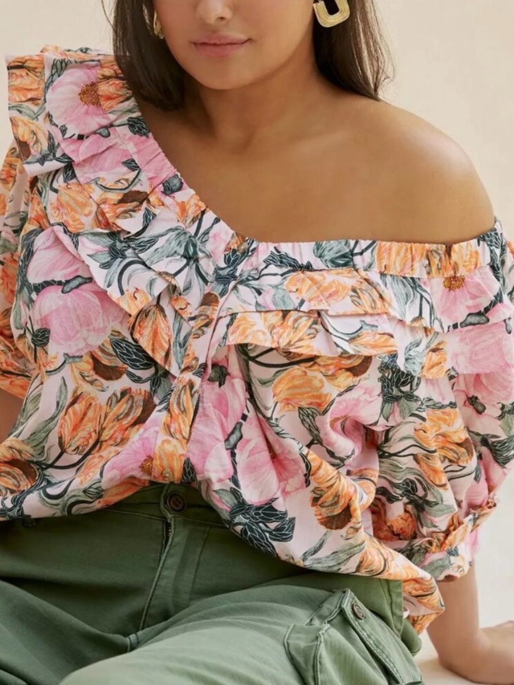 [Cecilia Pettersson x Anthropologie] Ruffled Floral Blouse XL